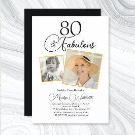 Convites 80 and Fabulous 80th Birthday Black Script Photo