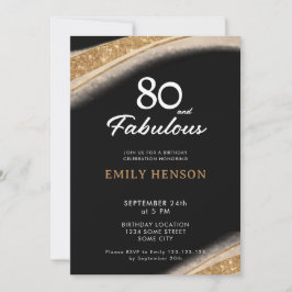 Convites 80 and Fabulous Black Gold Birthday
