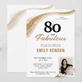 Convites 80 and Fabulous Gold 80th Birthday