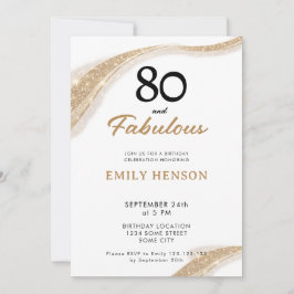 Convites 80 and Fabulous Gold 80th Birthday Invitation