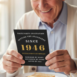 Convites 80 Aniversário De 1946 Negro Dourado Personalizado