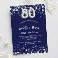 80 aniversário marinho estrelas de prata azul