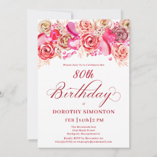 Convites 80 Aniversário Namorados Rosa Rosa Rosa Suave Suav