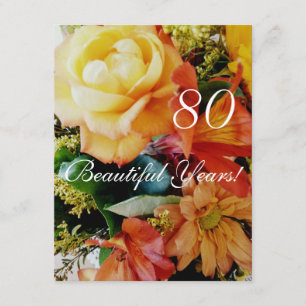 Convites 80 anos bonitos! - Aniversário/buquê rosa amarel