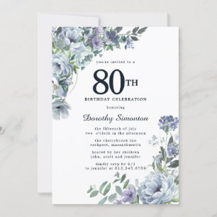 Convites 80 Azul bonito Dusty Aniversário
