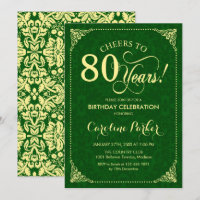 80 Birthday - Damasco Verde Dourado