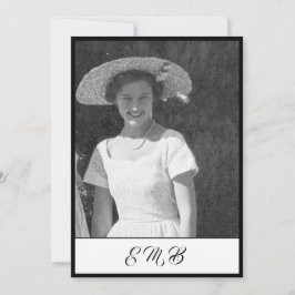 Convites 80 Birthday Elegant Photo Black White Monograma