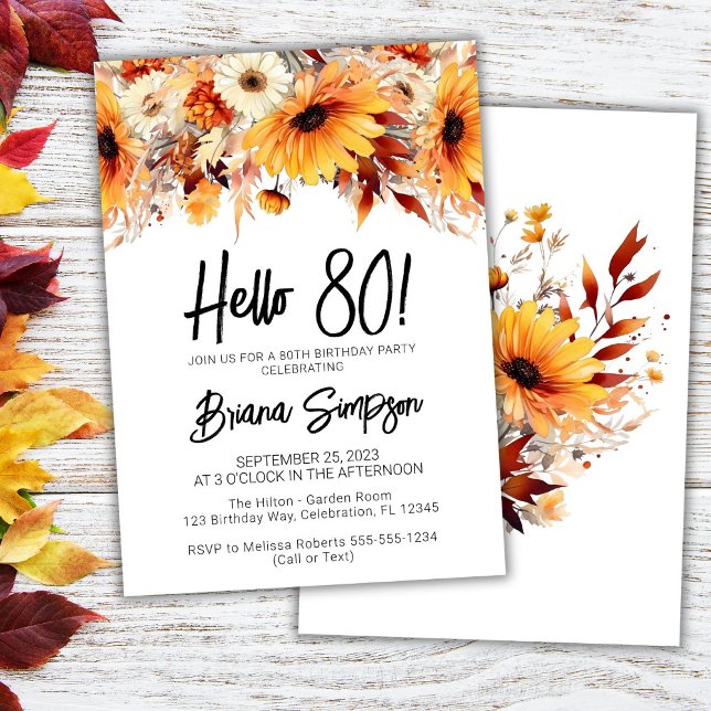 Convites 80 Birthday Fall Floral (Criador carregado)