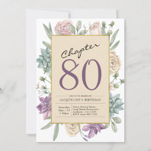 Convites 80 Birthday Floral Surprise Party