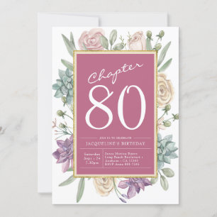Convites 80 Birthday Floral Surprise Party