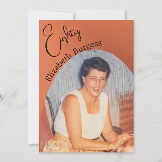 Convites 80 Birthday Foto Terracotta Elegante Aniversário (Verso)