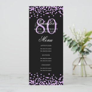 Convites 80 Birthday Menu Confetti Puro Preto