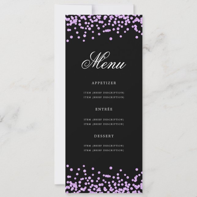 Convites 80 Birthday Menu Confetti Puro Preto (Verso)
