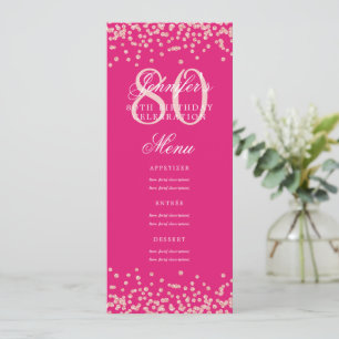 Convites 80 Birthday Menu Rosa Dourado Confetti Rosa Quente