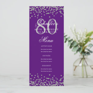 Convites 80 Birthday Menu Silver Confetti Puro