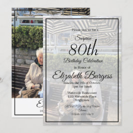 Convites 80 Birthday Photo Monograma Elegant Chic