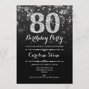 Convites 80 Birthday - Prata Negra