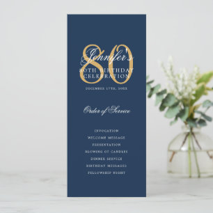 Convites 80 Birthday Programa Dourado Marinho Obrigado
