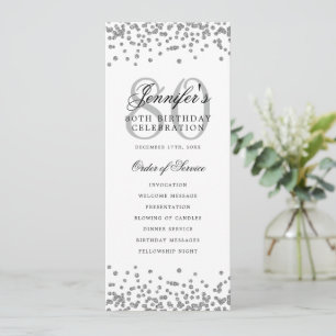 Convites 80 Birthday Programa Silver Confetti Champagne