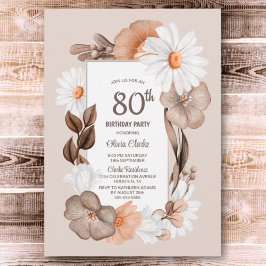 Convites 80 Birthday Rustic Boho Floral Party