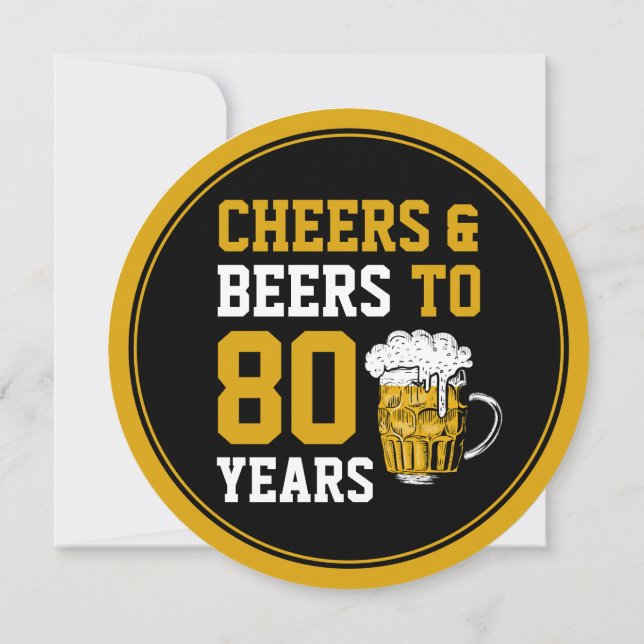 Convites 80 Birthday Saúde e Cervejas para Moderno de 80 An (Verso)