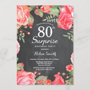 Convites 80 de Aniversário da Surpresa Vermelha Botânica