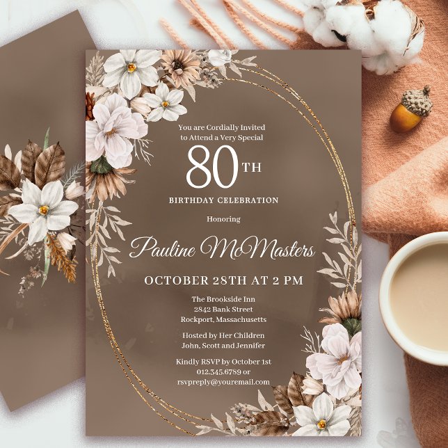 Convites 80 de Buquê branco floral neutro (Need a matching Fall Welcome Sign? Message me! Party supplies available too!)