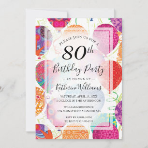 Convites 80 de Festa de aniversário de Balões Puros Moderno