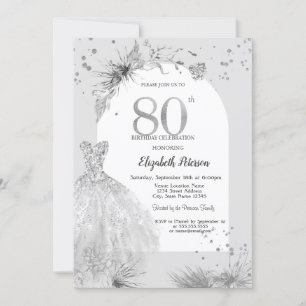Convites 80 de inverno de Cinza de Vestido Chic Aniversário