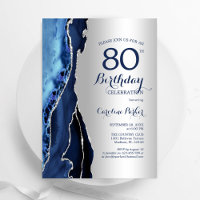 80 de Marinho Azul de de Prata Aniversário