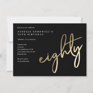 Convites 80 de Tipo Dourado Moderno - Aniversário