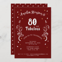 80 e Fabuloso 80 de Folhagem Vermelha Aniversário