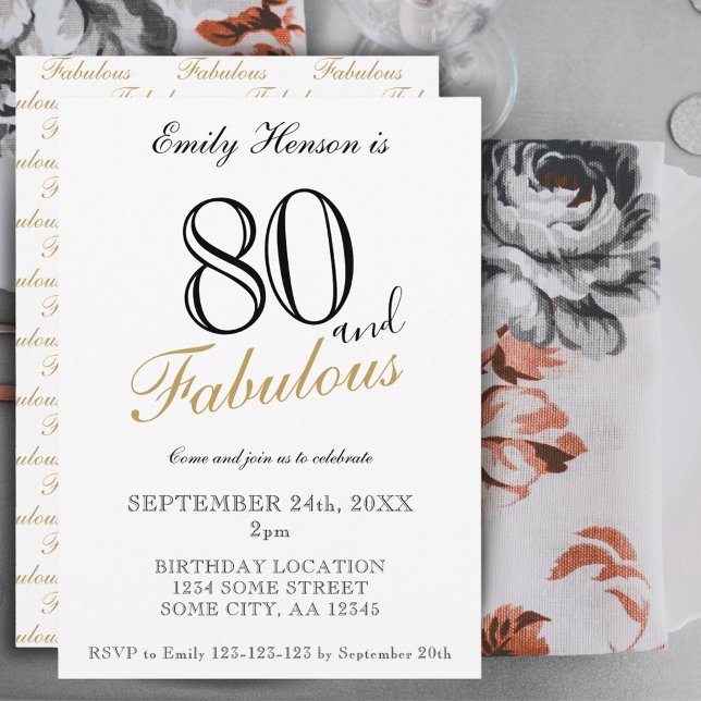Convites 80 e Fabuloso Aniversário com Letra Elegante  (Criador carregado)