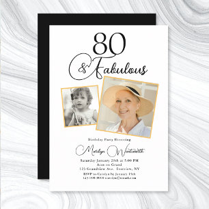 Convites 80 e Fabuloso Aniversário de 80 anos Foto com Letr