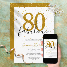 Convites 80 e Fabuloso Elegante Dourado e Preto Aniversário
