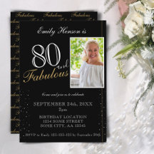 80 e Fabuloso Elegante Preto Foto Aniversário