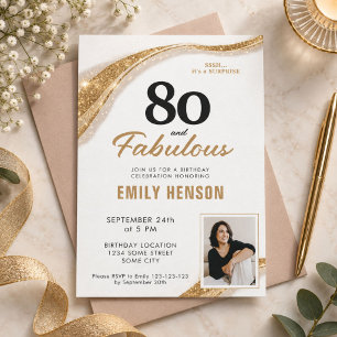 Convites 80 e Fabuloso Ouro Aniversário de 80 anos