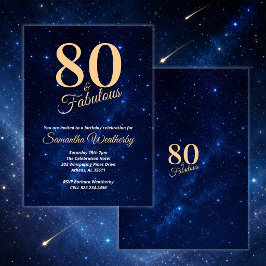 Convites 80 & Fabuloso Céu Noturno Dourado de Aniversário