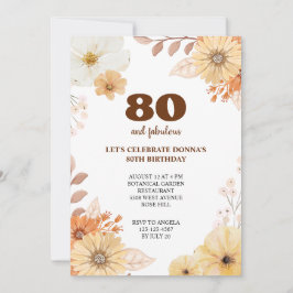 Convites 80 festa de aniversário com flores elegantes convi