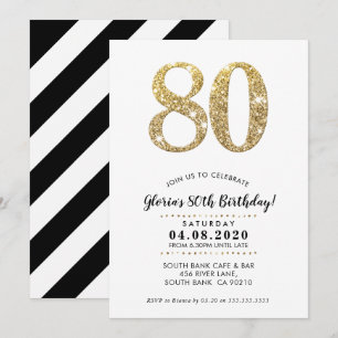 Convites 80 FESTA DE ANIVERSÁRIO INVITE brilho de ouro mode