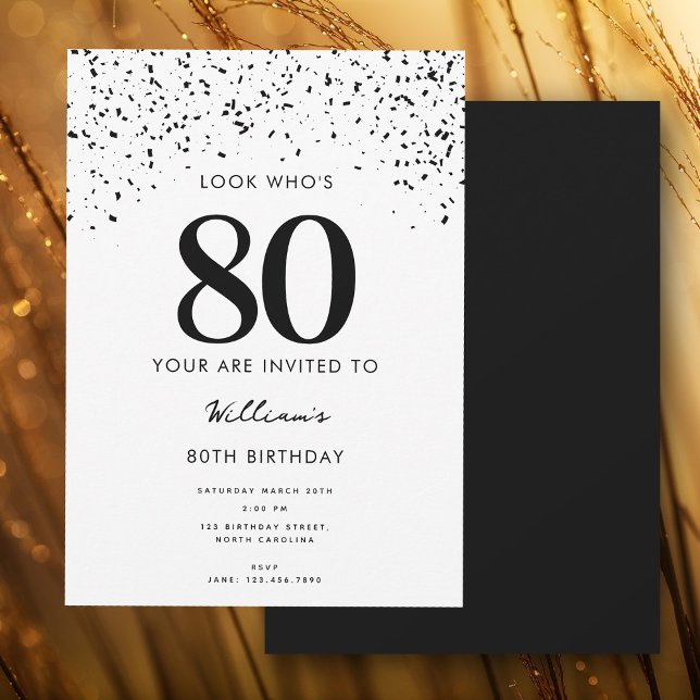 Convites 80 Festa de aniversário Olha quem é 80 moderno (80th Birthday Party Look Who's 80 Modern Invitation)