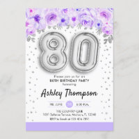 80 Festa de aniversário - Prata dos Balões Roxo