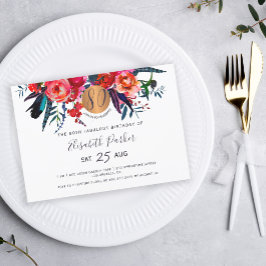 Convites 80 Modern boho floral festa de aniversário de aqua