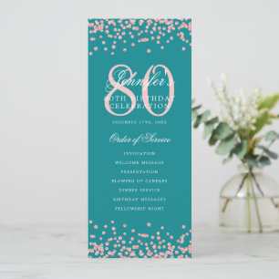 Convites 80 Obrigado do Programa de Aniversário Rosa Turquo