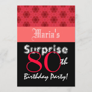 Convites 80 SURPRESA Estrelas Vermelhas e Negras W1464