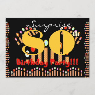 Convites 80 SURPRISE Festa de aniversário CandlesTemplate