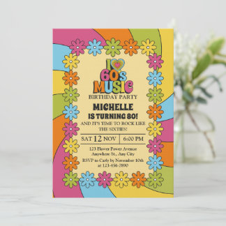 Convites 80th Birthday Party for 60s Music Lovers