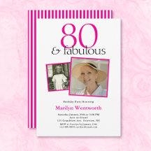 80th Birthday Pink Typography 2 Photo