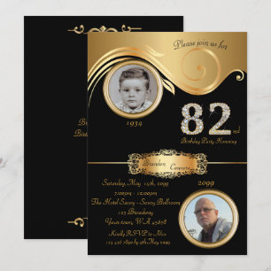 Convites 82º,Homem de aniversário 82º,deco de arte elegante