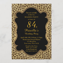 Convites 84º,Festa de aniversário 84º,Chita, Preto e Dourad